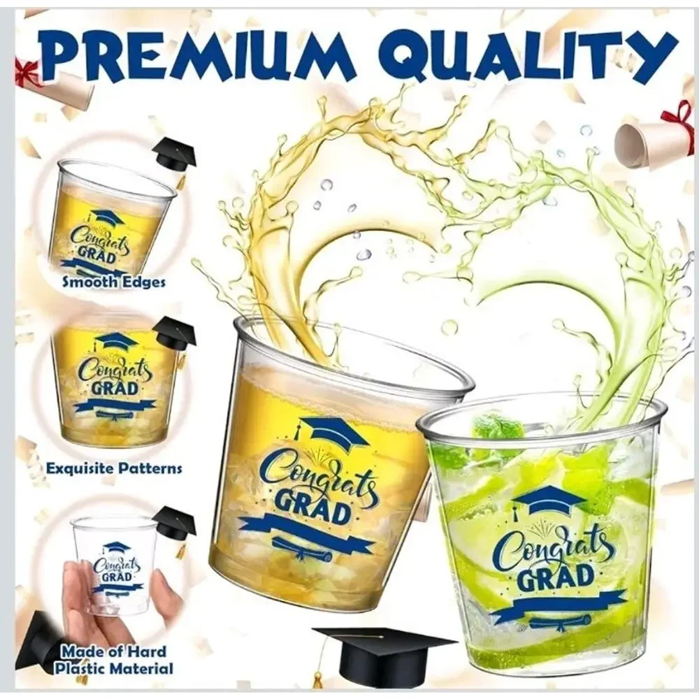 Nuogo 100 Pcs Disposable 2025 Graduation Party Shot Glass Bulk, 2.87oz...